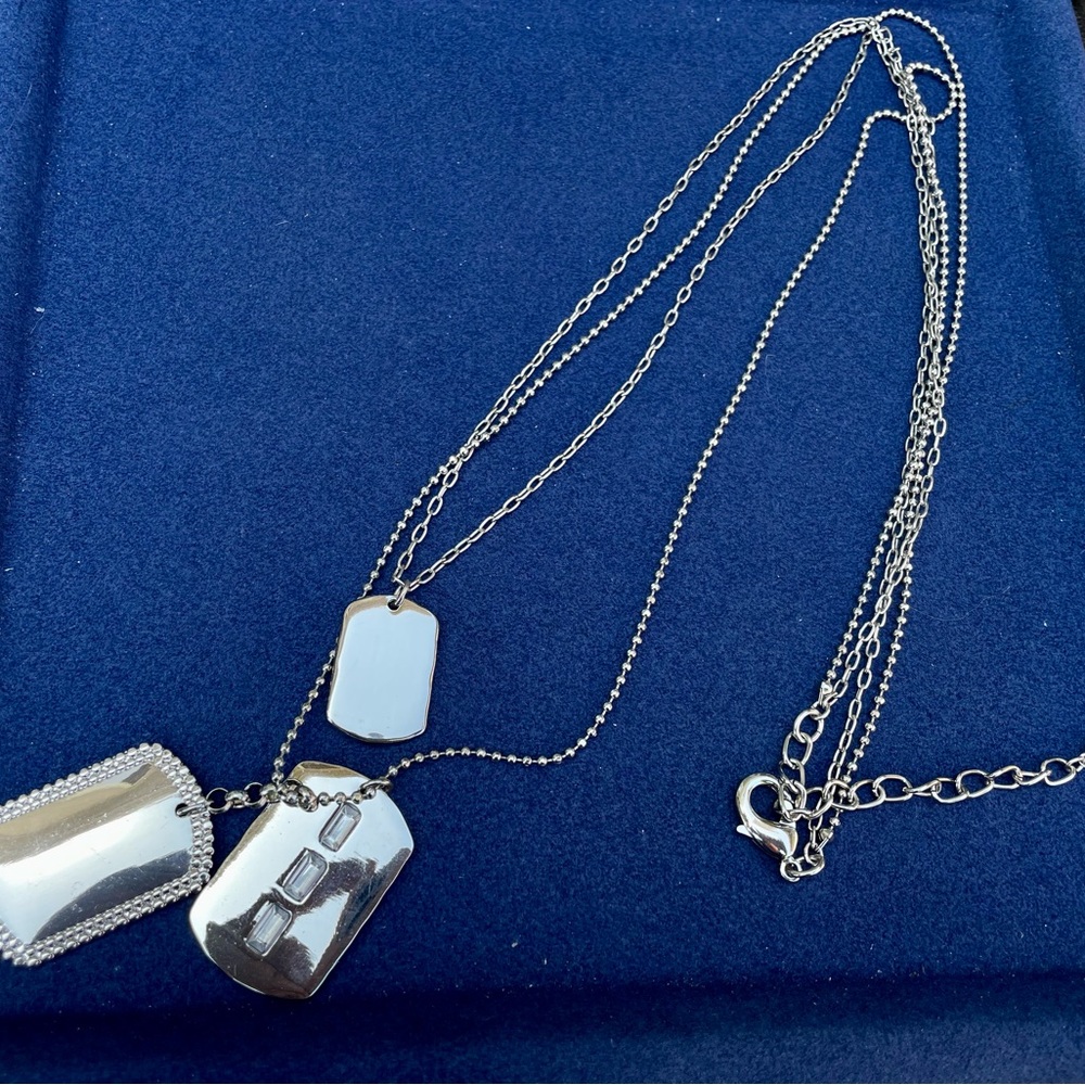 Silver Tone layering Dog Tag Necklace